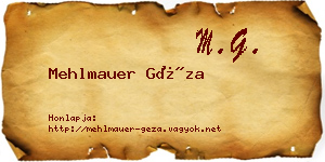 Mehlmauer Géza névjegykártya